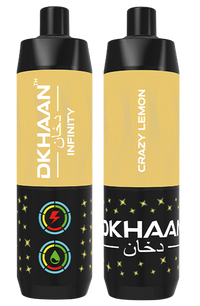 Dkhaan Infinity 25K Crazy Lemon rechargeable disposable vape with 5% salt nicotine