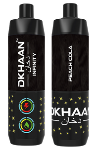 Dkhaan Infinity 25K Peach Cola rechargeable disposable vape device