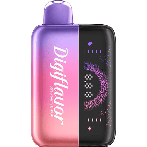 Digiflavor BRK 20000k Strawberry B-POP rechargeable disposable vape powered by Geek Bar with sweet strawberry candy flavor and dual mesh coil