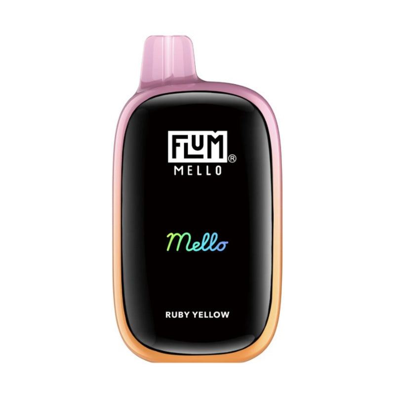 Flum Mello 20k Ruby Yellow rechargeable disposable vape with ruby berry and citrus fruit flavor