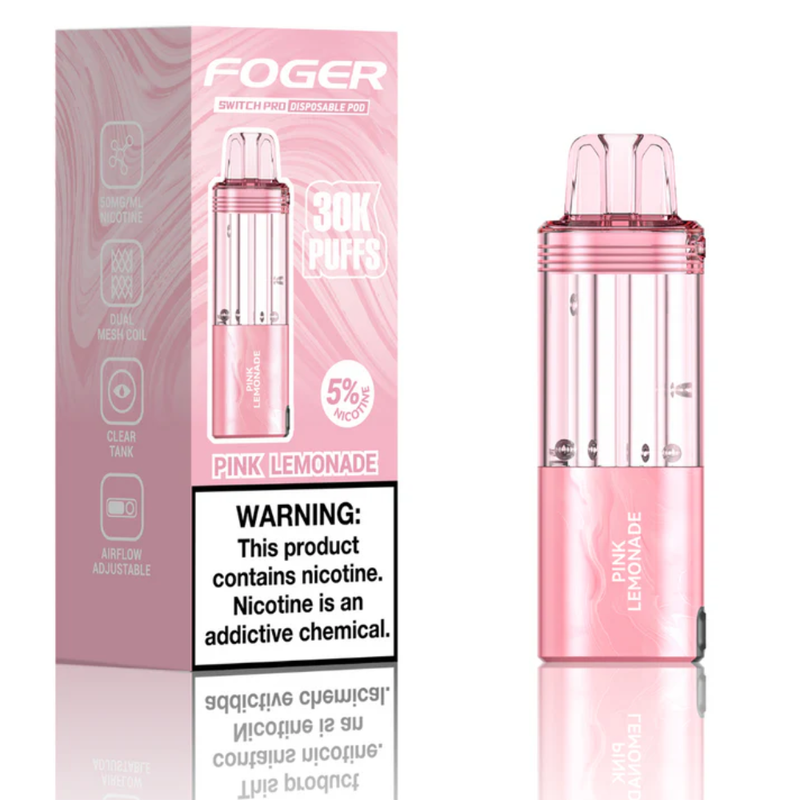 Foger Switch Pod Refill 30K Pink Lemonade vape pod with vibrant pink lemonade flavor
