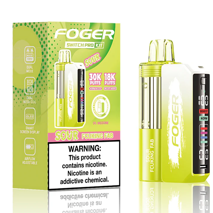 Foger Switch Pro Kit 30k Disposable Vape in Sour Fcuking Fab flavor with sour candy taste and USB-C rechargeable battery